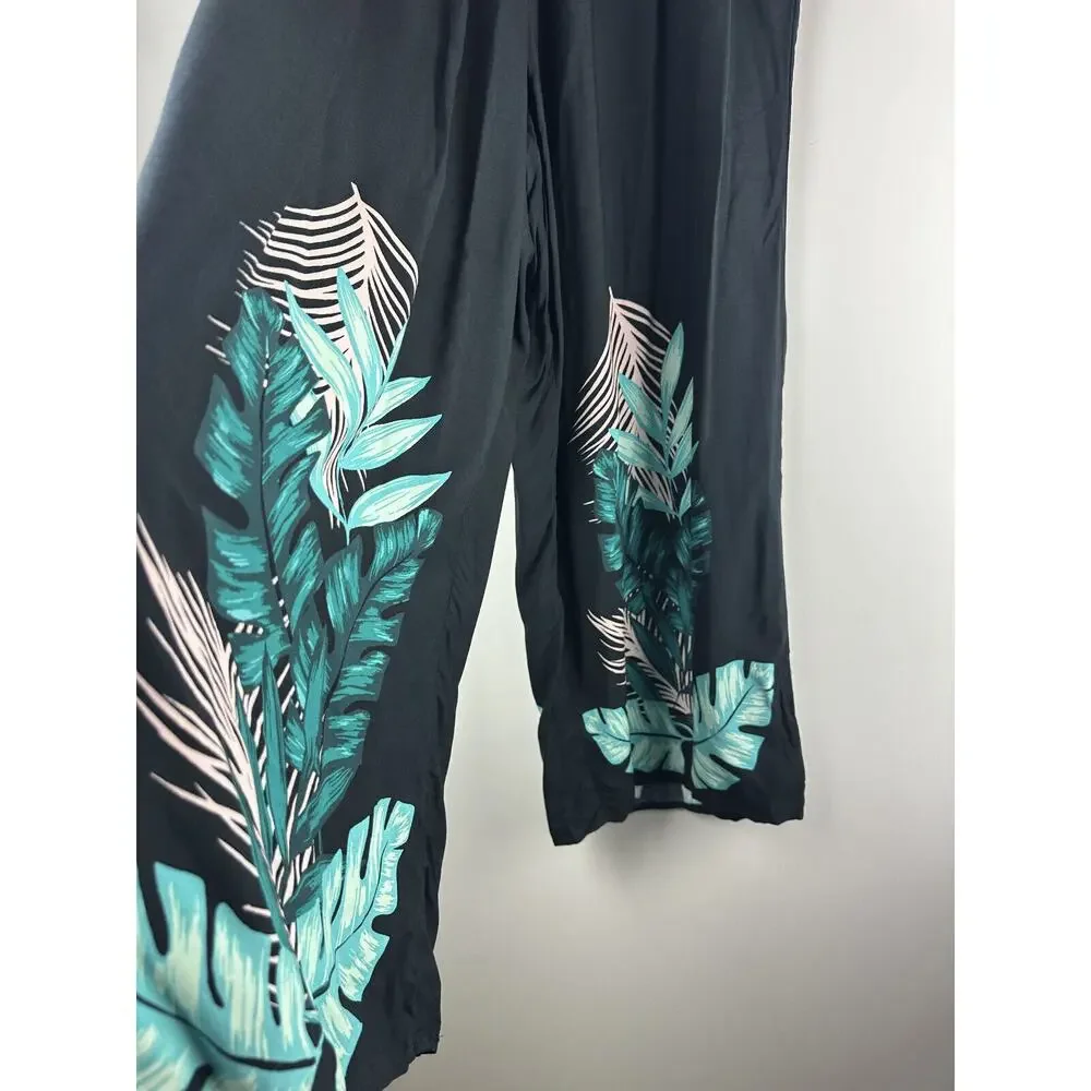 NWT Swim by Cacique Wide Leg Lounge Pants Black Tropical Print Plus Size 26/28 - Picture 9 of 13